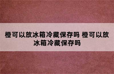 橙可以放冰箱冷藏保存吗 橙可以放冰箱冷藏保存吗